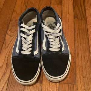 Blue and black vans sneakers